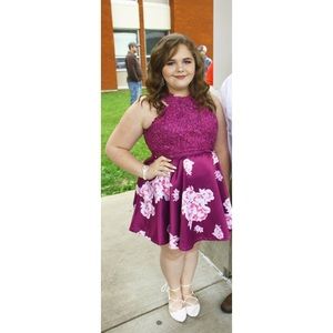 Short Floral Two-Piece Homecoming/Formal Dress